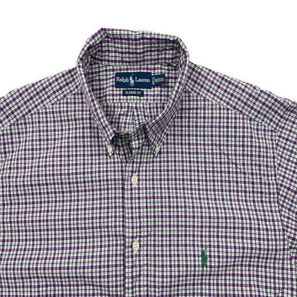 Polo Ralph Lauren Purple Plaid Button Long Sleeve 2XL Cotton Shirt Men's XXL - Picture 3 of 9